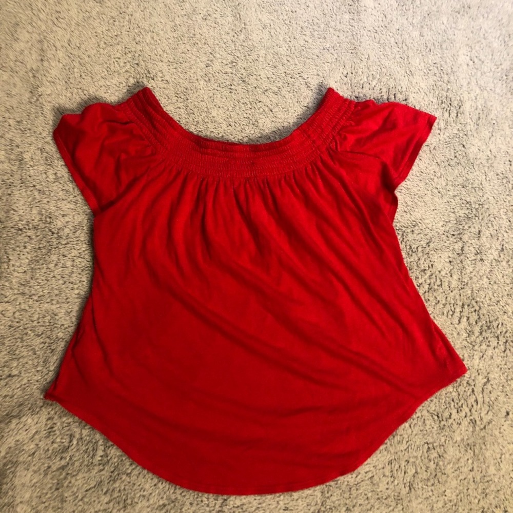 Red off the shoulder crop top